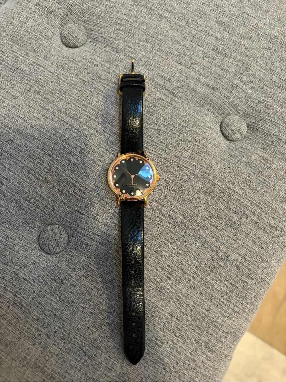 kate spade Black Dial Rose Gold Case Leather Strap Watch